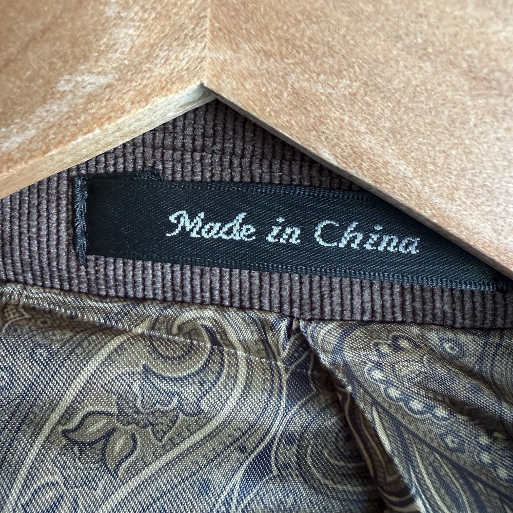 Lauren Ralph Lauren Corduroy Blazer Brown Paisley Lining 48 Long‎ Two Button - Picture 3 of 6